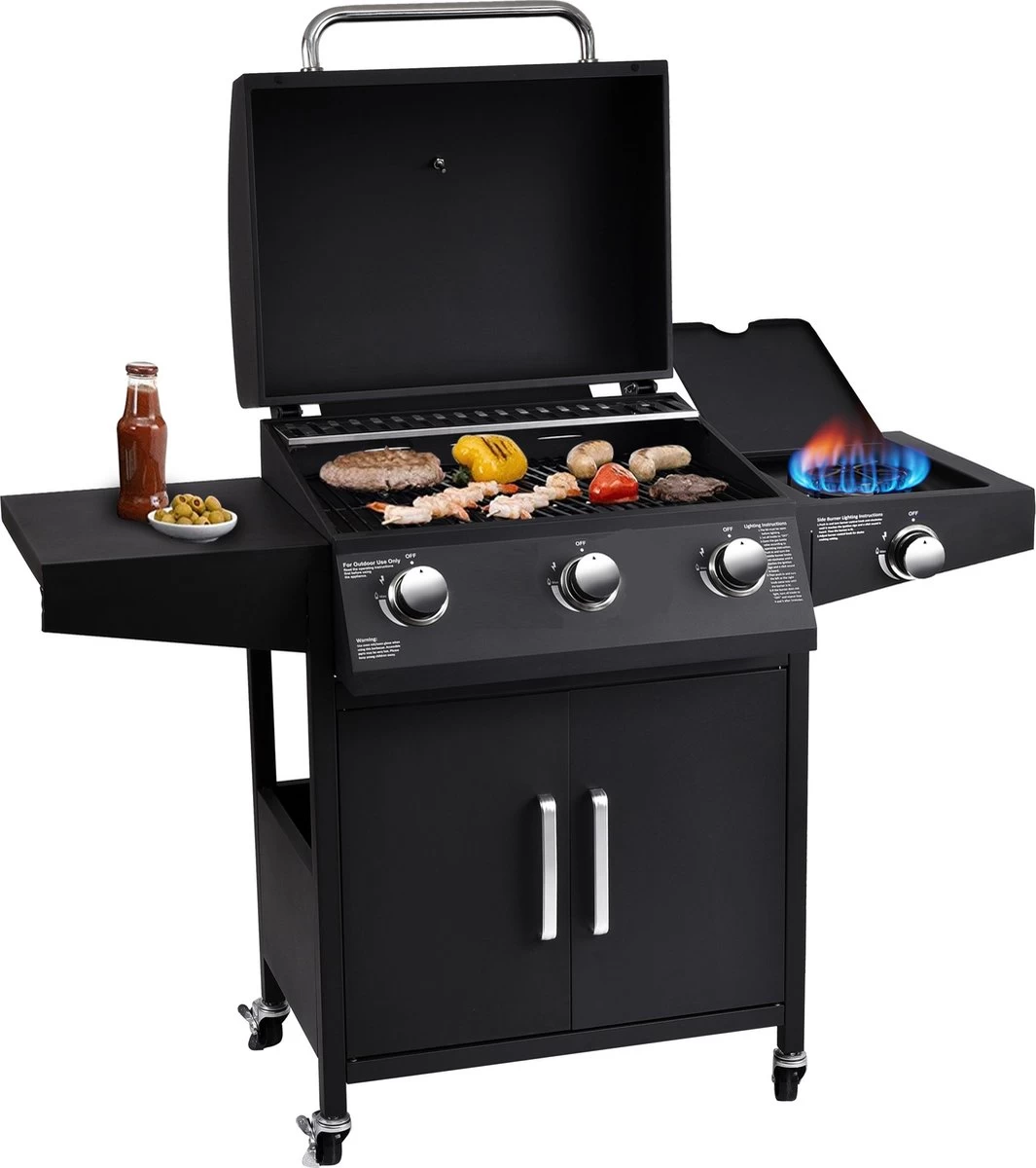MaxxGarden Gas Barbecue - 3 Branders - Incl. Gratis BBQ Set