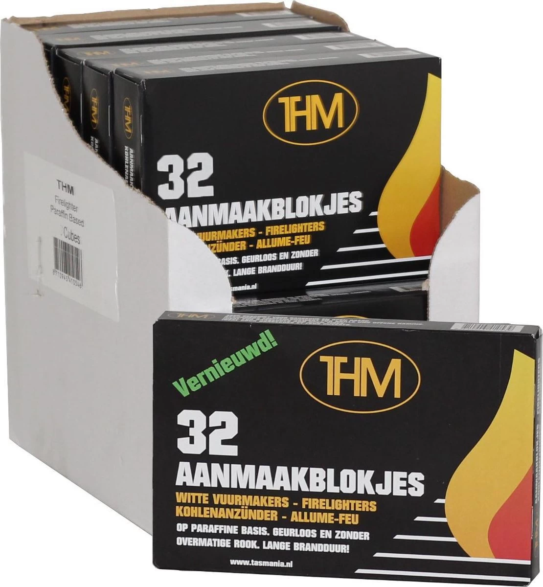 THM Witte Aanmaakblokjes 32 Stuks Paraffine - Omdoos Van 24 Pakjes