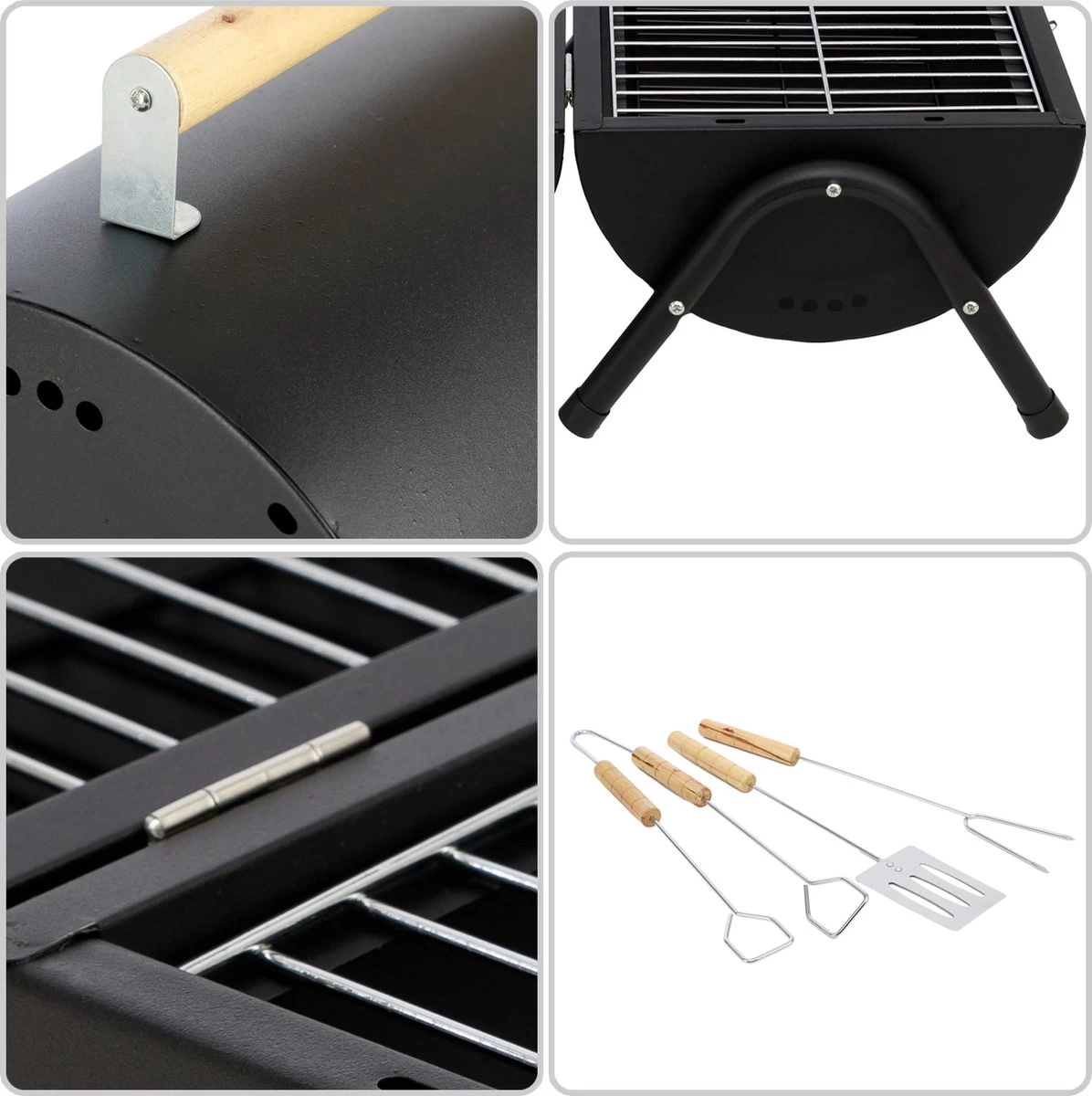 MaxxGarden BBQ - Houtskool Barbecue - Smoker Barbecue - Grilloppervlak (LxB) 38 X 52 Cm - Met Dubbel Grill Vlak - Zwart - Afbeelding 4