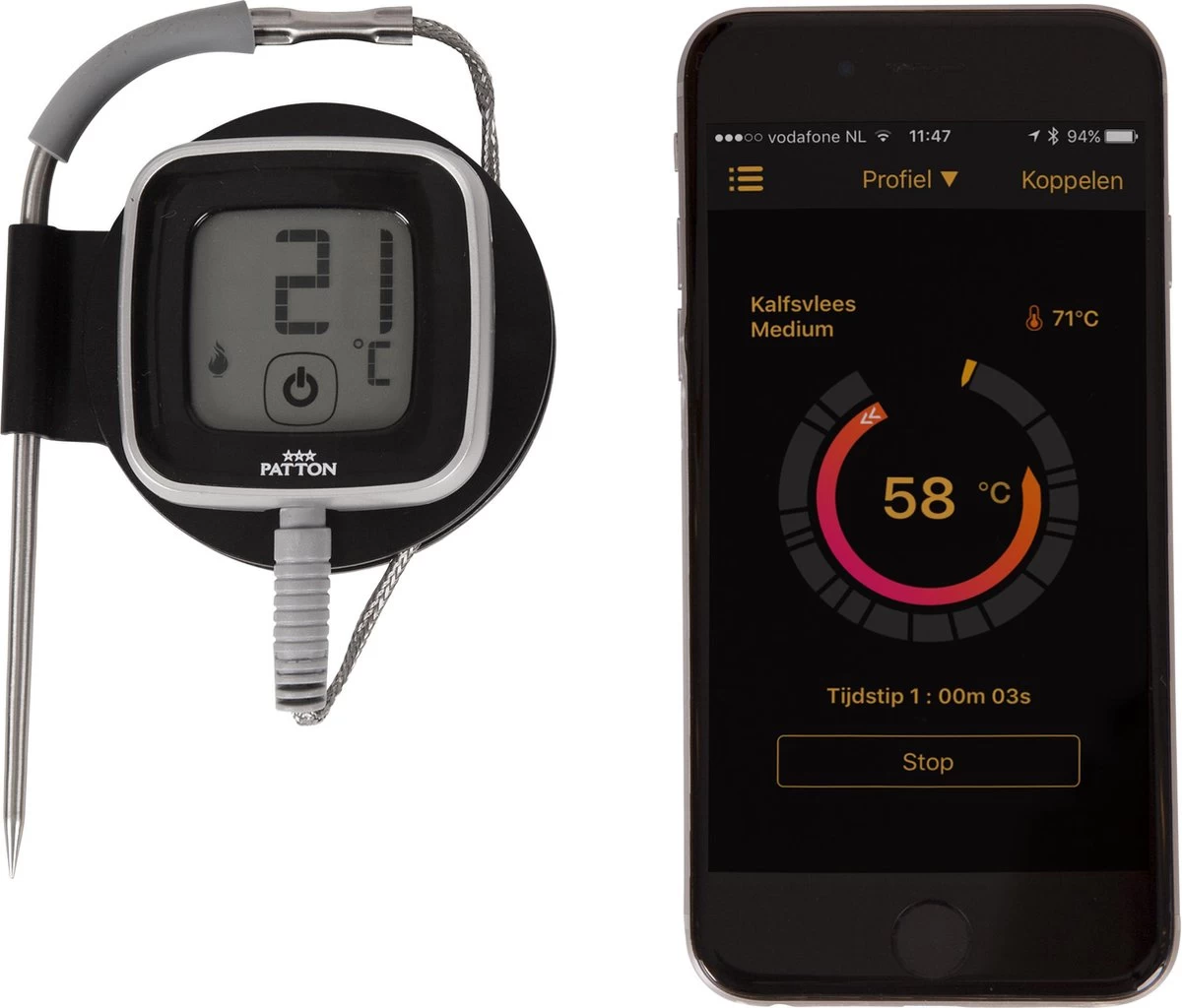 Patton Kamado Houtskool Barbecue - 18" - Grilloppervlak Ø 39 Cm - Met Bluetooth Thermometer - Groen - Afbeelding 6