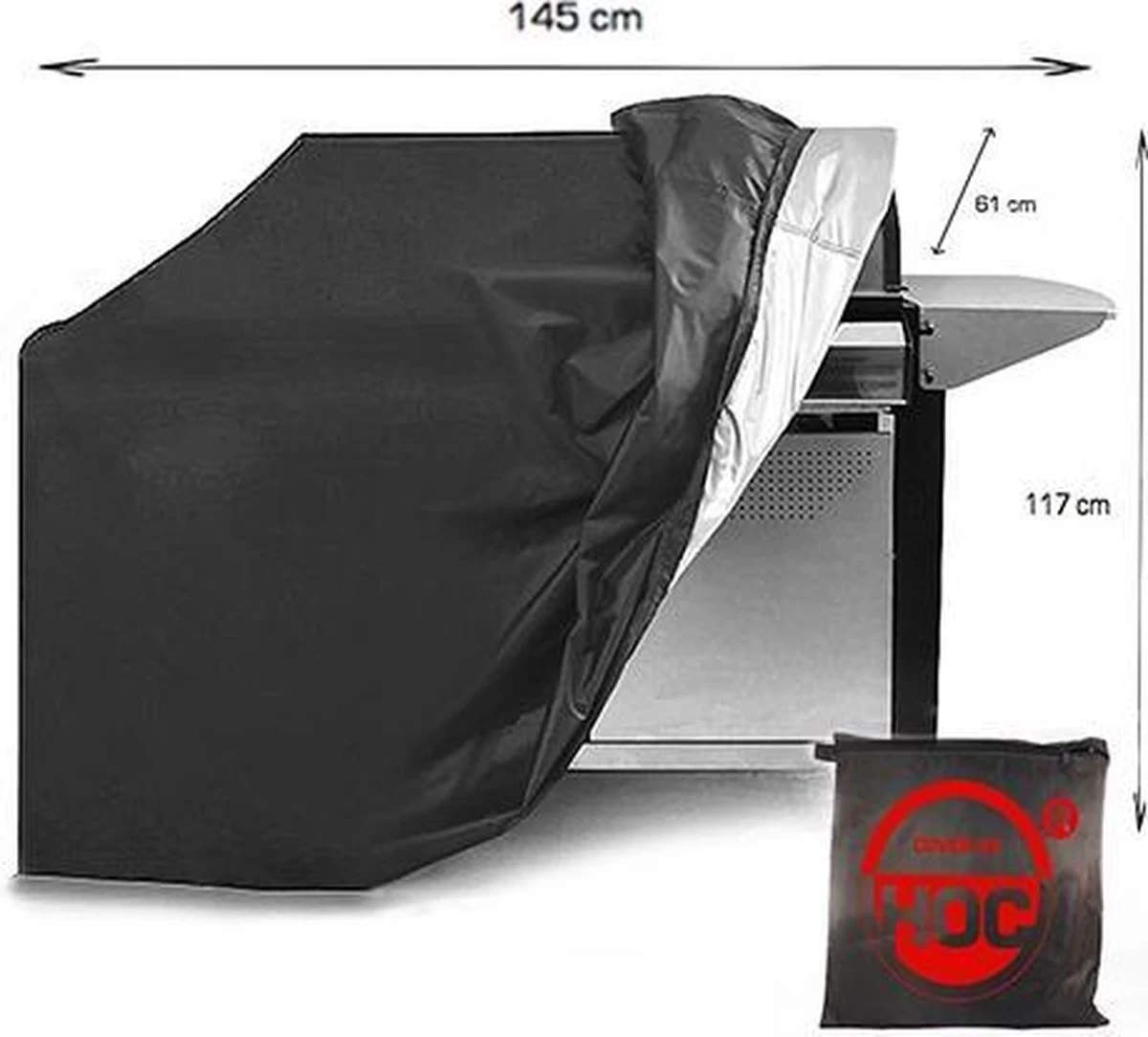 COVER UP HOC RED Label BBQ Hoes 145x61x117 Cm Waterdichte Barbecue Hoes / Afdekhoes Bbq / Met Trekkoord, Bbq Hoes, Bbq Hoes Waterdicht, Bbq Beschermhoes Zwart - Afbeelding 11
