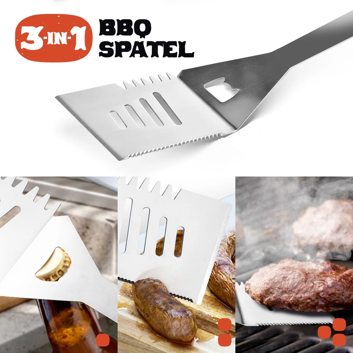 Squago BBQ Accesoires XXL Set Met Schort - Gereedschap - Gereedschapset Tang Borstel Mat - Afbeelding 3