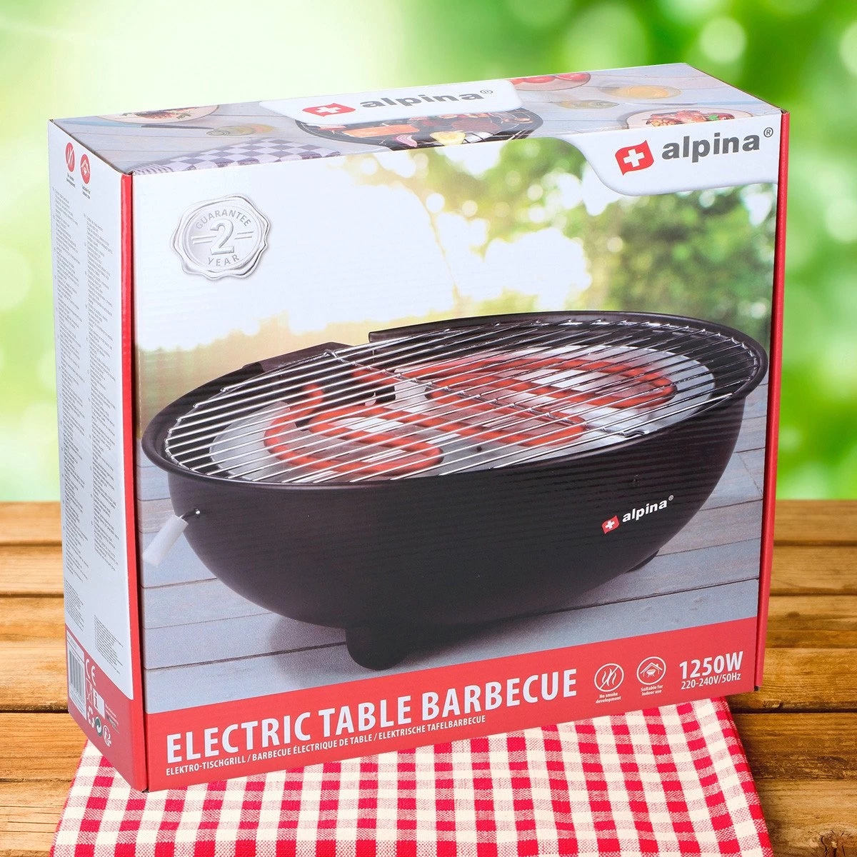 Alpina Elektrische BBQ - Tafel-Barbecue - Geen Rook - Binnen Barbecueën - 1250W - Ø 30 Cm - Zwart - Afbeelding 5
