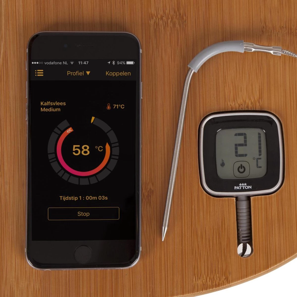 Patton Kamado Houtskool Barbecue - 18" - Grilloppervlak Ø 39 Cm - Met Bluetooth Thermometer - Groen - Afbeelding 8