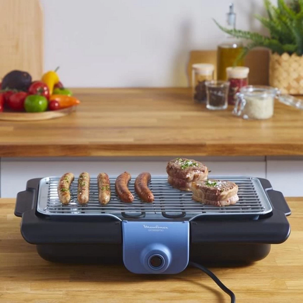 Moulinex BG134812 Barbecue Tafelblad Electrisch 2100W Zwart, Blauw, Zilver Barbecue - Afbeelding 11