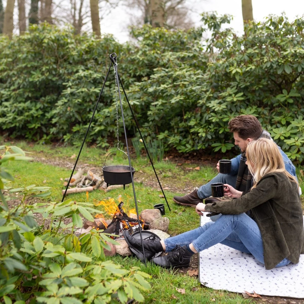 Esschert Design - Driepoot Met Ketting - Haardvuur Accessoires - Staal - Zwart - Afbeelding 6