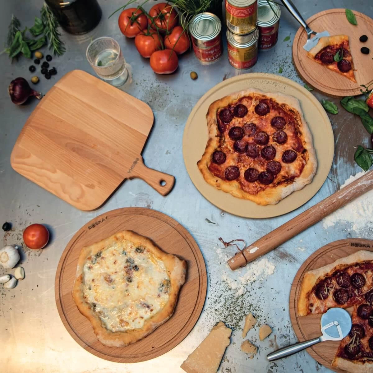 Boska Pizzaschep Amigo - Voor Warme En Koude Pizza - Kort Handvat - Beukenhout - 30 Cm Breed - Afbeelding 5