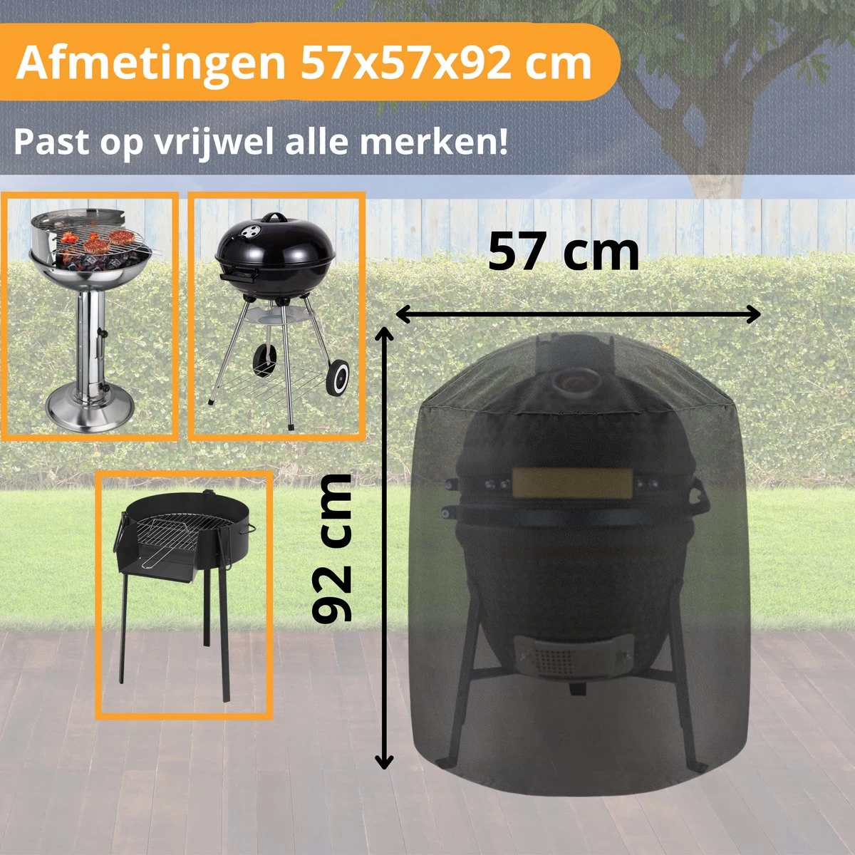 Ronde Waterdichte BBQ Hoes - Barbecue Accessoires - 57 Cm Diameter - 92 Cm Hoog - Afbeelding 5