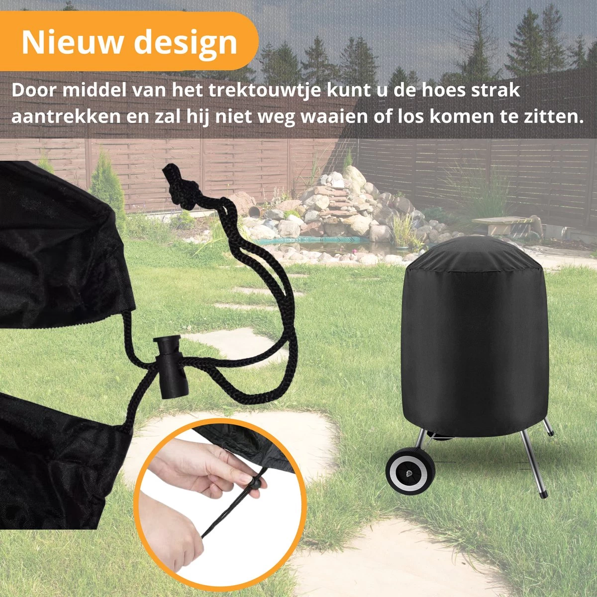 Ronde Waterdichte BBQ Hoes - Barbecue Accessoires - 57 Cm Diameter - 92 Cm Hoog - Afbeelding 8