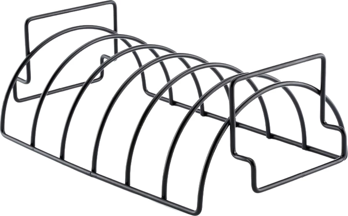 PROKING Sparerib Barbecue Rek – BBQ Accessoires – Inclusief Sparerib Recept – Anti-aanbak Lag – 35 X 19.5 X 11.5 CM - Afbeelding 2