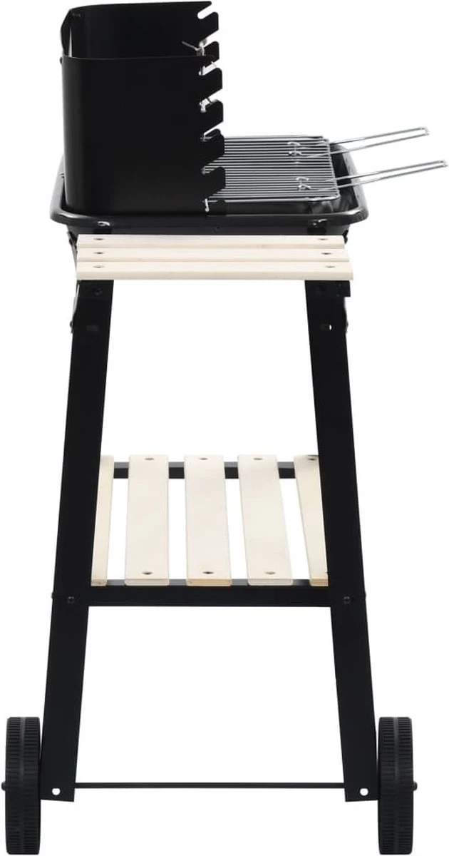 Verrijdbare Barbecue – Houtskool/Briketten - Verstelbare Grillplaat – Houten Tafel – Winscherm – Gewicht 5.9kg - Afbeelding 6