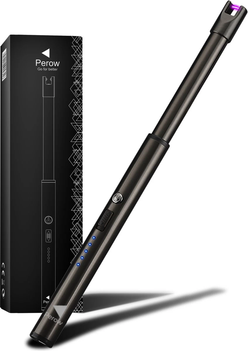 Oplaadbare Lange Dunne Elektrische Aansteker - Duurzame Plasma Aansteker - Inclusief Cadeauverpakking - BBQ – Kaarsen - Zwart