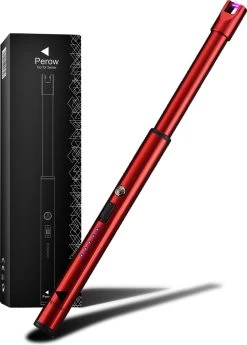 Oplaadbare Lange Dunne Elektrische Aansteker - Duurzame Plasma Aansteker - Inclusief Cadeauverpakking - BBQ – Kaarsen – Rood